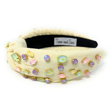 Load image into Gallery viewer, yellow Knot headband, light yellow knot headband, yellow knotted headband, yellow color accessories, pastel color knot headband, game day headband, game day knotted headband, baby yellow headband, yellow color hair band, embellished headbands, baby shower headband, knotted headband, baby shower knotted headband, game day hair accessories, light yellow accessories, Spring headband, pastel color headband, Easter accessories, custom headband, handmade headbands, Easter knotted headband, best selling items