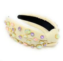 Load image into Gallery viewer, yellow Knot headband, light yellow knot headband, yellow knotted headband, yellow color accessories, pastel color knot headband, game day headband, game day knotted headband, baby yellow headband, yellow color hair band, embellished headbands, baby shower headband, knotted headband, baby shower knotted headband, game day hair accessories, light yellow accessories, Spring headband, pastel color headband, Easter accessories, custom headband, handmade headbands, Easter knotted headband, best selling items