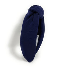 Load image into Gallery viewer, fall Headband, navy blue Knotted Headband, navy blue color Knot Headband, navy blue color Hair Accessories, navy blue knot Headband, Best Seller, headbands for women, best selling items, navy blue color knotted headband, hairbands for women, navy blue color Headband, Solid color hair accessories, navy blue headband, solid color knotted headband, Statement headband, game day knot headband, blue knot headband, solid hairband, solid color headband, custom headband, Handmade gifts, best selling items, Fall acce