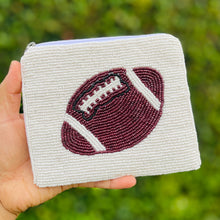 Load image into Gallery viewer, Coin Purse Pouch, Beaded Coin Purse, football Beaded Coin Purse, Beaded Purse, Summer Coin Purse, Best Friend Gift, Pouches, Boho bags, Wallets for her, beaded coin purse, boho purse, gifs for her, birthday gifts, cute pouches, pouches for women, boho pouch, boho accessories, best friend gifts, coin purse, coin purse, coin pouch, friend gift, girlfriend gift, miscellaneous gifts, birthday gift, save money gift, donut worry be happy, gift card holder, gift card pouch, gift card bag, football fan gifts