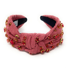 Load image into Gallery viewer, Thanksgiving Jeweled Headband, Fall headband, Autumn Hair Accessories, Autumn Headband, knot headband, boho headband, best selling items, Fall knotted headband, hairbands for women, thanksgiving  gifts,  Fall knot Headband, Fall accessories, corduroy headband, Fall corduroy headband, Statement headband, Christmas gifts, jeweled knot headband, Jeweled headband, Corduroy knot headband, Embellished headband, Autumn embellished headband, bejeweled headband