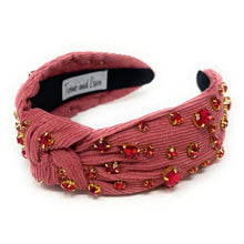 Load image into Gallery viewer, Thanksgiving Jeweled Headband, Fall headband, Autumn Hair Accessories, Autumn Headband, knot headband, boho headband, best selling items, Fall knotted headband, hairbands for women, thanksgiving  gifts,  Fall knot Headband, Fall accessories, corduroy headband, Fall corduroy headband, Statement headband, Christmas gifts, jeweled knot headband, Jeweled headband, Corduroy knot headband, Embellished headband, Autumn embellished headband, bejeweled headband