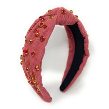 Load image into Gallery viewer, Thanksgiving Jeweled Headband, Fall headband, Autumn Hair Accessories, Autumn Headband, knot headband, boho headband, best selling items, Fall knotted headband, hairbands for women, thanksgiving  gifts,  Fall knot Headband, Fall accessories, corduroy headband, Fall corduroy headband, Statement headband, Christmas gifts, jeweled knot headband, Jeweled headband, Corduroy knot headband, Embellished headband, Autumn embellished headband, bejeweled headband