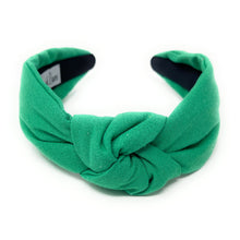 Load image into Gallery viewer, Spring Summer Headband, Summer Knotted Headband, jade Knot Headband, green Hair Accessories, green knot Headband, Best Seller, headbands for women, best selling items, knotted headband, hairbands for women, Spring Summer gifts, Solid color knot Headband, Solid color hair accessories, green knot headband, solid green knotted headband, Statement headband, Mom gifts, embellished knot headband, green hairband, gender reveal headband, solid color headband, emerald color headband