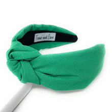 Load image into Gallery viewer, Spring Summer Headband, Summer Knotted Headband, jade Knot Headband, green Hair Accessories, green knot Headband, Best Seller, headbands for women, best selling items, knotted headband, hairbands for women, Spring Summer gifts, Solid color knot Headband, Solid color hair accessories, green knot headband, solid green knotted headband, Statement headband, Mom gifts, embellished knot headband, green hairband, gender reveal headband, solid color headband, emerald color headband