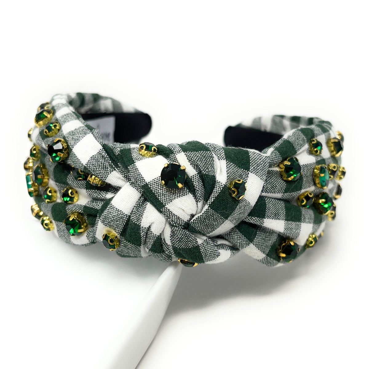 Gingham Jeweled Knot Headband, Embellished Knot Headband  display picture 1