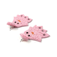 Load image into Gallery viewer, Halloween beaded Earrings, beaded halloween Earrings, halloween Earrings, Pink Halloween Earrings, earrings for halloween, pink ghost beaded earrings, spooky beaded earrings, Pink ghost earrings, Unique earrings, statement earrings, Halloween jewelry, cat earrings, Pink ghost, spooky cat earrings, costume jewelry, Holiday earrings, custom earrings, custom designs, pink earrings, dangling earrings, lightweight earrings, halloween accessories, pink halloween vibes, spooky vibes, handmade gifts