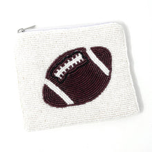 Load image into Gallery viewer, Coin Purse Pouch, Beaded Coin Purse, football Beaded Coin Purse, Beaded Purse, Summer Coin Purse, Best Friend Gift, Pouches, Boho bags, Wallets for her, beaded coin purse, boho purse, gifs for her, birthday gifts, cute pouches, pouches for women, boho pouch, boho accessories, best friend gifts, coin purse, coin purse, coin pouch, friend gift, girlfriend gift, miscellaneous gifts, birthday gift, save money gift, donut worry be happy, gift card holder, gift card pouch, gift card bag, football fan gifts