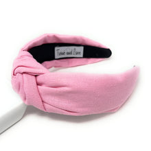 Load image into Gallery viewer, Spring Summer Headband, Summer Knotted Headband, pink Knott Headband, pink Hair Accessories, soft pink Headband, Best Seller, headbands for women, best selling items, knotted headband, hairbands for women, Spring Summer gifts, Solid color knot Headband, Solid color hair accessories, orange knot headband, Velour knotted headband, Statement headband, Mom gifts, embellished knot headband, Pink hairband, cancer awareness knot headband, solid color headband, Solid pink headband