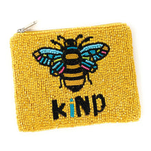 Load image into Gallery viewer, Be kind beaded Coin Purse Pouch, Beaded Coin Purse, bee kind beaded Purse, be kind Beaded Purse, Summer Coin Purse, Boho bags, Wallets for her, boho gifts, boho pouch, boho accessories, best friend gifts, tween girl gifts, miscellaneous gifts, best seller, best selling items, bachelorette gifts, birthday gifts, preppy beaded wallet, party favors, bachelorette bag, money pouch, wallets for girls, bohemian wallet, batch gifts, mother’s day gift, handmade gifts, birthday for her, bee lovers bag