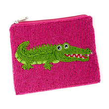Load image into Gallery viewer, alligator beaded Coin Purse Pouch, Beaded Coin Purse, bow Purse, alligator Beaded Purse, Summer Coin Purse, Best Friend Gift, Boho bags, Wallets for her, boho gifts, boho pouch, boho accessories, best friend gifts, tween girl gifts, pink beaded coin pouch, miscellaneous gifts, best seller, best selling items, bachelorette gifts, birthday gifts, preppy beaded wallet, party favors, bachelorette bag, money pouch, wallets for girls, bohemian wallet, batch gifts, mother’s day gift, pink bow, handmade gifts
