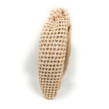 Load image into Gallery viewer, headband for woman, fashion headbands, beige raffia knot headband, woven headbands for women, stylish headbands, raffia headband style, top knot headband, woven top knot headband, ivory headband, hair band, multicolor raffia headband, raffia woven headband, women top knot headband, summer headbands, beige knot headband, woven top knot headband, handmade headbands, top knotted headband, knotted headband, boho headband, ivory knotted headband, solid color headband, resort headband