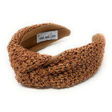 Load image into Gallery viewer, headband for woman, fashion headbands, raffia knot headband, woven headbands for women, stylish headbands, raffia headband style, top knot headband, woven top knot headband, head band, hair band, multicolor raffia headbands, raffia woven headband, women top knot headband, summer headbands, beige headband, multicolor top knot headband, handmade headbands, top knotted headband, knotted headband, white headband, light brown headband, beige top knotted headband