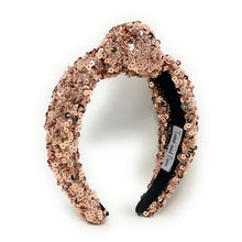 Load image into Gallery viewer, New Years Jeweled Headband, Holiday Headband, New Year’s Knotted Headband, New Years Hair Accessories, champagne Headband, Best Seller, New Year headband, best selling items, sequin knotted headband, Holiday gifts, New Years knot Headband, champagne hair accessories, blush sequin headband, holiday headband, Sequin headband, embellished knot headband, jeweled knot headband, New Years Eve Jeweled headband, New Year Embellished headband, Custom headband, Unique headbands, handmade headbands