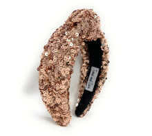 Load image into Gallery viewer, New Years Jeweled Headband, Holiday Headband, New Year’s Knotted Headband, New Years Hair Accessories, champagne Headband, Best Seller, New Year headband, best selling items, sequin knotted headband, Holiday gifts, New Years knot Headband, champagne hair accessories, blush sequin headband, holiday headband, Sequin headband, embellished knot headband, jeweled knot headband, New Years Eve Jeweled headband, New Year Embellished headband, Custom headband, Unique headbands, handmade headbands