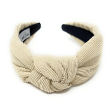 Load image into Gallery viewer, Fall Headband, Autumn Knotted Headband, Ivory Knot Headband, pink Hair Accessories, Ivory corduroy knot Headband, Best Seller, Ivory color headband, best selling items, solid color knotted headband, Fall Winter fashion, Christmas gifts, Solid color knot Headband, Solid color hair accessories, corduroy headband, solid knotted headband, Statement headband, Corduroy knot headband, Holiday knot headband, top knot solid hairband, corduroy headband, Winter headband, Solid color headband