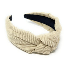 Load image into Gallery viewer, Fall Headband, Autumn Knotted Headband, Ivory Knot Headband, pink Hair Accessories, Ivory corduroy knot Headband, Best Seller, Ivory color headband, best selling items, solid color knotted headband, Fall Winter fashion, Christmas gifts, Solid color knot Headband, Solid color hair accessories, corduroy headband, solid knotted headband, Statement headband, Corduroy knot headband, Holiday knot headband, top knot solid hairband, corduroy headband, Winter headband, Solid color headband