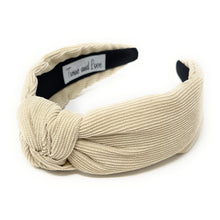 Load image into Gallery viewer, Fall Headband, Autumn Knotted Headband, Ivory Knot Headband, pink Hair Accessories, Ivory corduroy knot Headband, Best Seller, Ivory color headband, best selling items, solid color knotted headband, Fall Winter fashion, Christmas gifts, Solid color knot Headband, Solid color hair accessories, corduroy headband, solid knotted headband, Statement headband, Corduroy knot headband, Holiday knot headband, top knot solid hairband, corduroy headband, Winter headband, Solid color headband