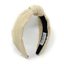 Load image into Gallery viewer, Fall Headband, Autumn Knotted Headband, Ivory Knot Headband, pink Hair Accessories, Ivory corduroy knot Headband, Best Seller, Ivory color headband, best selling items, solid color knotted headband, Fall Winter fashion, Christmas gifts, Solid color knot Headband, Solid color hair accessories, corduroy headband, solid knotted headband, Statement headband, Corduroy knot headband, Holiday knot headband, top knot solid hairband, corduroy headband, Winter headband, Solid color headband
