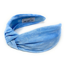 Load image into Gallery viewer, blue Summer Headband, Summer Knotted Headband, orange Knot Headband, blue Hair Accessories, sky blue knot Headband, Best Seller, headbands for women, best selling items, blue knotted headband, hairbands for women, Summer gifts, Solid color knot Headband, Solid color hair accessories, light blue knot headband, solid blue knotted headband, Statement headband, blue color headband, blue color knot headband, bright hairband, solid color headband, linen knot headband, custom headbands