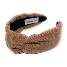 Load image into Gallery viewer, Fall Headband, Autumn Knotted Headband, brown Knot Headband, brown Hair Accessories, brown corduroy knot Headband, Best Seller, beige color headband, best selling items, solid color knotted headband, Fall Winter fashion, Christmas gifts, Solid color knot Headband, Solid color hair accessories, corduroy headband, solid knotted headband, Statement headband, Corduroy knot headband, Holiday knot headband, top knot solid hairband, corduroy headband, Winter headband, Solid color headband, best selling items