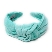 Load image into Gallery viewer, Seafoam Summer Headband, Summer Knotted Headband, orange Knot Headband, green Hair Accessories, seafoam green knot Headband, Best Seller, headbands for women, best selling items, light green knotted headband, hairbands for women, Spring Summer gifts, Solid color knot Headband, Solid color hair accessories, light green knot headband, solid orange knotted headband, Statement headband, orange color headband, jade color knot headband, bright hairband, solid color headband, linen knot headband