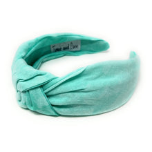 Load image into Gallery viewer, Seafoam Summer Headband, Summer Knotted Headband, orange Knot Headband, green Hair Accessories, seafoam green knot Headband, Best Seller, headbands for women, best selling items, light green knotted headband, hairbands for women, Spring Summer gifts, Solid color knot Headband, Solid color hair accessories, light green knot headband, solid orange knotted headband, Statement headband, orange color headband, jade color knot headband, bright hairband, solid color headband, linen knot headband