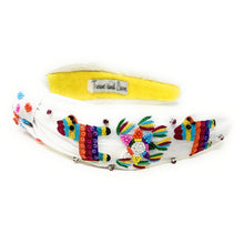 Load image into Gallery viewer, headband for women, Birthday beaded Knot headband, best selling items, birthday headbands, top knot headband, beaded top knot headband, Cinco de Mayo knot headband, Cinco de Mayo hair band, Piñata knotted headband, Pinata headband, statement headbands, Cinco de Mayo top knotted headband, knotted headband, party headbands, Birthday headband, Cinco de Mayo headbands, Fiesta headband, gemstone knot headband, luxury headband, Cinco de Mayo accessories, Cinco de Mayo jeweled knot headband