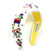 Load image into Gallery viewer, headband for women, Birthday beaded Knot headband, best selling items, birthday headbands, top knot headband, beaded top knot headband, Cinco de Mayo knot headband, Cinco de Mayo hair band, Piñata knotted headband, Pinata headband, statement headbands, Cinco de Mayo top knotted headband, knotted headband, party headbands, Birthday headband, Cinco de Mayo headbands, Fiesta headband, gemstone knot headband, luxury headband, Cinco de Mayo accessories, Cinco de Mayo jeweled knot headband