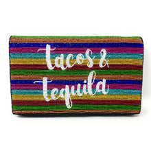 Load image into Gallery viewer, Tacos and Tequila Beaded Clutch, multicolor Bead Clutch Bag, Cinco de Mayo Gifts, Beaded Clutch Purse, Fiesta Clutch Bag, Party Clutch Purse, Evening Beaded Clutch, evening clutch, evening clutches, party purse, bachelorette gift, cross body purse, crossbody handbag, best friend gifts, best selling items, Unique beaded purse, Multicolor clutch purse, Fiesta bead clutch, evening purses, wedding clutches, party clutch purse, handmade gift, evening clutches, Mexican clutches, Fiesta accessories