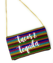 Load image into Gallery viewer, Tacos and Tequila Beaded Clutch, multicolor Bead Clutch Bag, Cinco de Mayo Gifts, Beaded Clutch Purse, Fiesta Clutch Bag, Party Clutch Purse, Evening Beaded Clutch, evening clutch, evening clutches, party purse, bachelorette gift, cross body purse, crossbody handbag, best friend gifts, best selling items, Unique beaded purse, Multicolor clutch purse, Fiesta bead clutch, evening purses, wedding clutches, party clutch purse, handmade gift, evening clutches, Mexican clutches, Fiesta accessories