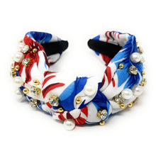 Load image into Gallery viewer, headbands for women, Wide knot headband, handmade headbands, top knotted headband, knotted headband, hair band for women, embellished headband, rhinestone headband, bejeweled floral headband, luxury headband, jeweled headband, knotted jeweled headband, bling headband, embellished knot headband, luxury knot headband, knot headband, Floral rhinestone headband, white hair accessories, floral headbands, summer headbands, custom jeweled headband, embellished headband, best selling items, custom headbands