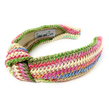 Load image into Gallery viewer, headband for woman, fashion headbands, raffia knot headband, woven headbands for women, stylish headbands, raffia headband style, top knot headband, woven top knot headband, head band, hair band, multicolor raffia headbands, raffia woven headband, women top knot headband, summer headbands, beige headband, multicolor top knot headband, handmade headbands, top knotted headband, knotted headband, white headband, light brown headband, beige top knotted headband