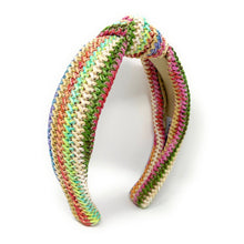 Load image into Gallery viewer, headband for woman, fashion headbands, raffia knot headband, woven headbands for women, stylish headbands, raffia headband style, top knot headband, woven top knot headband, head band, hair band, multicolor raffia headbands, raffia woven headband, women top knot headband, summer headbands, beige headband, multicolor top knot headband, handmade headbands, top knotted headband, knotted headband, white headband, light brown headband, beige top knotted headband