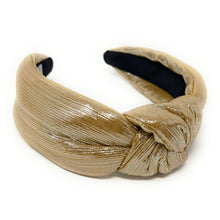 Load image into Gallery viewer, gold Headband, birthday Knotted Headband, shimmer Knot Headband, metallic Hair Accessories, champagne knot Headband, Best Seller, new years headband, best selling items, solid color knotted headband, golden headband, Christmas gifts, Solid color knot Headband, Solid color hair accessories, handmade headband, solid headband, Statement headband, shimmer knotted headband, Holiday knot headband, top knot solid hairband, New Years headband, gold headband, Solid color headband, gold shimmer headband