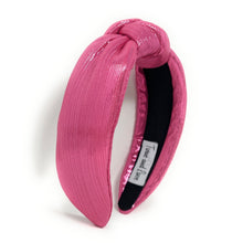 Load image into Gallery viewer, Pink Headband, birthday Knotted Headband, shimmer Knot Headband, metallic Hair Accessories, pink knot Headband, Best Selling items, new years headband, best selling items, solid color knotted headband, Pink lover gifts, Solid color knot Headband, Solid color hair accessories, handmade headband, solid headband, Statement headband, pink knotted headband, Holiday knot headband, top knot solid hairband, Valentine’s day headband, Valentines day headband, Solid color headband, pink shimmer headband