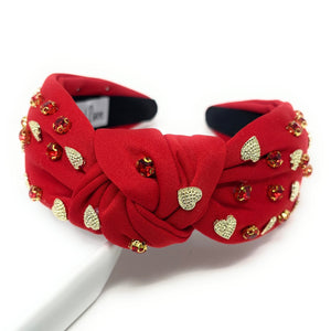 VALENTINES Jeweled Headband, Valentine’s Day Headband, red Jeweled Knot Headband, Jeweled Knot Headbands, Valentines Day Knotted Headband, knotted headband, birthday gift for her, headbands for women, best selling items, knotted headbands, boho headband, red valentine’s day knot headband, valentine ’s day headband, valentines headband, valentines day gifts, embellished headband, heart stud headband, red headband, gold hearts headband, handmade headband, red knot headband, custom headband