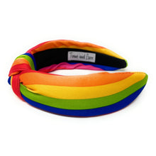 Load image into Gallery viewer, Rainbow Knotted Headband, Pride Rainbow Knot Headband, Rainbow Headband, Rainbow Stripe Knotted Headband, Summer Headbands, Pride Headband, headbands for women, knotted headband, hair accessories, headbands for women, rainbow headband, lgbtq gifts, lgbt headbands, LGBT gifts, pride knot headband, pride month gifts, rainbow hairband, pride rainbow band, LGBT hair accessory, LGBT hair accessory, rainbow accessories