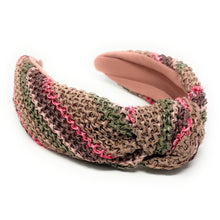 Load image into Gallery viewer, headband for woman, fashion headbands, beige raffia knot headband, woven headbands for women, stylish headbands, raffia headband style, top knot headband, woven top knot headband, ivory headband, hair band, multicolor raffia headband, raffia woven headband, women top knot headband, summer headbands, beige knot headband, woven top knot headband, handmade headbands, top knotted headband, knotted headband, boho headband, beige knotted headband, solid color headband, resort headband