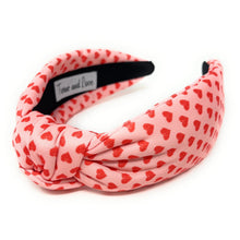 Load image into Gallery viewer, VALENTINES Jeweled Headband, Hearts Headbands for Women, red hearts Knot Headband, Hearts Knot Headbands, Valentines Day Knotted Headband, knotted headband, birthday gift for her, headbands for women, best selling items, knotted headbands, pink hair accessories, pink knot headband, valentine’s day headband, valentines headband, valentine’s day gifts, embellished headband, red hearts headband, red headband, hearts headband, heart headband for women and girls, red knotted headband, hearts knot headband