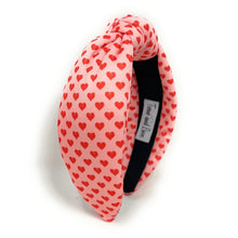 Load image into Gallery viewer, VALENTINES Jeweled Headband, Hearts Headbands for Women, red hearts Knot Headband, Hearts Knot Headbands, Valentines Day Knotted Headband, knotted headband, birthday gift for her, headbands for women, best selling items, knotted headbands, pink hair accessories, pink knot headband, valentine’s day headband, valentines headband, valentine’s day gifts, embellished headband, red hearts headband, red headband, hearts headband, heart headband for women and girls, red knotted headband, hearts knot headband