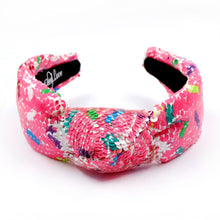 Load image into Gallery viewer, headband for women, sprinkles Knotted headband, headbands for women, birthday headbands, top knot headband, sprinkles top knot headband, rainbow headband, sprinkles hair band, best selling items, top knotted headband, statement headbands, top knotted headband, knotted headband, party headbands, trendy headband, fashion headbands, embellished headband, custom headbands, handmade headbands, luxury headband, sequin headband, birthday headband, happy birthday headbands
