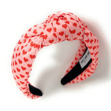 Load image into Gallery viewer, VALENTINES Jeweled Headband, Hearts Headbands for Women, red hearts Knot Headband, Hearts Knot Headbands, Valentines Day Knotted Headband, knotted headband, birthday gift for her, headbands for women, best selling items, knotted headbands, pink hair accessories, pink knot headband, valentine’s day headband, valentines headband, valentine’s day gifts, embellished headband, red hearts headband, red headband, hearts headband, heart headband for women and girls, red knotted headband, hearts knot headband