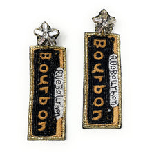 Load image into Gallery viewer, Mardi Gras accessories, Mardi gras earrings, beaded earrings, purple heart earrings, NOLA earrings, Mardi earrings, Purple earrings, Mardi Gras bead earrings, trendy earrings, Rue Bourbon accessories, New Orleans party earrings, Mardi gras party earrings, holiday earrings, Rue Bourbon earrings, Mardi gras accessories, Mardi Gras gifts, Mardi Gras New Orleans earrings, custom earrings, handmade earrings, Mardi Gras beaded earrings, Mardi Gras accessories, boho earrings, custom earrings, best selling items