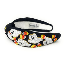 Load image into Gallery viewer, Halloween Headbands for Women, Custom Headbands, Hand Bead Headbands for Halloween, Trendy Halloween Headbands, Halloween Headbands, Halloween Knotted Headband, black Knotted headband, Halloween Hair Accessories, knotted headband, Custom headbands, Halloween gifts, halloween knot Headband, Halloween hair accessories, black Halloween headband, Statement headband, Halloween gifts, Trendy Halloween headband, Knot headband, Unique headbands, Ghosts headband, Headbands with ghosts