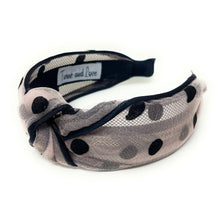 Load image into Gallery viewer, headband for women, fashion headbands, womens headband, headbands for women, stylish headbands, headband style, top knot headband, woven top knot headband, head band, hair band, trendy headbands, top knotted headband, summer headbands, handmade headbands, top knotted headband, knotted headband, head band, hair band for women, trendy headband, fashion headbands, twist headband, headband style, hair accessories, twist knotted headband, polka dot knot headband, chic headband, Polka Dot twisted headband
