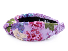 Load image into Gallery viewer, headbands for women, Wide knot headband, handmade headbands, top knotted headband, knotted headband, hair band for women, padded headband, padded knot headband, padded floral headband, luxury headband, spring headband, knotted jeweled headband, Easter headband, butterfly knot headband, luxury knot headband, knot headband, floral headband, floral hair accessories, spring knot headbands, summer headbands, custom headband, boho headband, best selling items, custom headbands