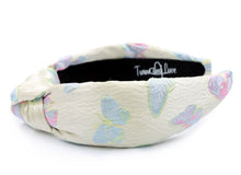 Load image into Gallery viewer, headbands for women, Wide knot headband, handmade headbands, top knotted headband, knotted headband, hair band for women, padded headband, padded knot headband, padded floral headband, luxury headband, spring headband, knotted jeweled headband, Easter headband, butterfly knot headband, luxury knot headband, knot headband, butterfly headband, butterfly hair accessories, spring knot headbands, summer headbands, custom headband, boho headband, best selling items, custom headbands