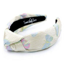 Load image into Gallery viewer, headbands for women, Wide knot headband, handmade headbands, top knotted headband, knotted headband, hair band for women, padded headband, padded knot headband, padded floral headband, luxury headband, spring headband, knotted jeweled headband, Easter headband, butterfly knot headband, luxury knot headband, knot headband, butterfly headband, butterfly hair accessories, spring knot headbands, summer headbands, custom headband, boho headband, best selling items, custom headbands