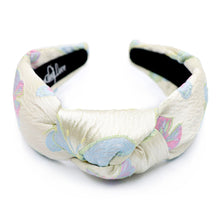 Load image into Gallery viewer, headbands for women, Wide knot headband, handmade headbands, top knotted headband, knotted headband, hair band for women, padded headband, padded knot headband, padded floral headband, luxury headband, spring headband, knotted jeweled headband, Easter headband, butterfly knot headband, luxury knot headband, knot headband, butterfly headband, butterfly hair accessories, spring knot headbands, summer headbands, custom headband, boho headband, best selling items, custom headbands